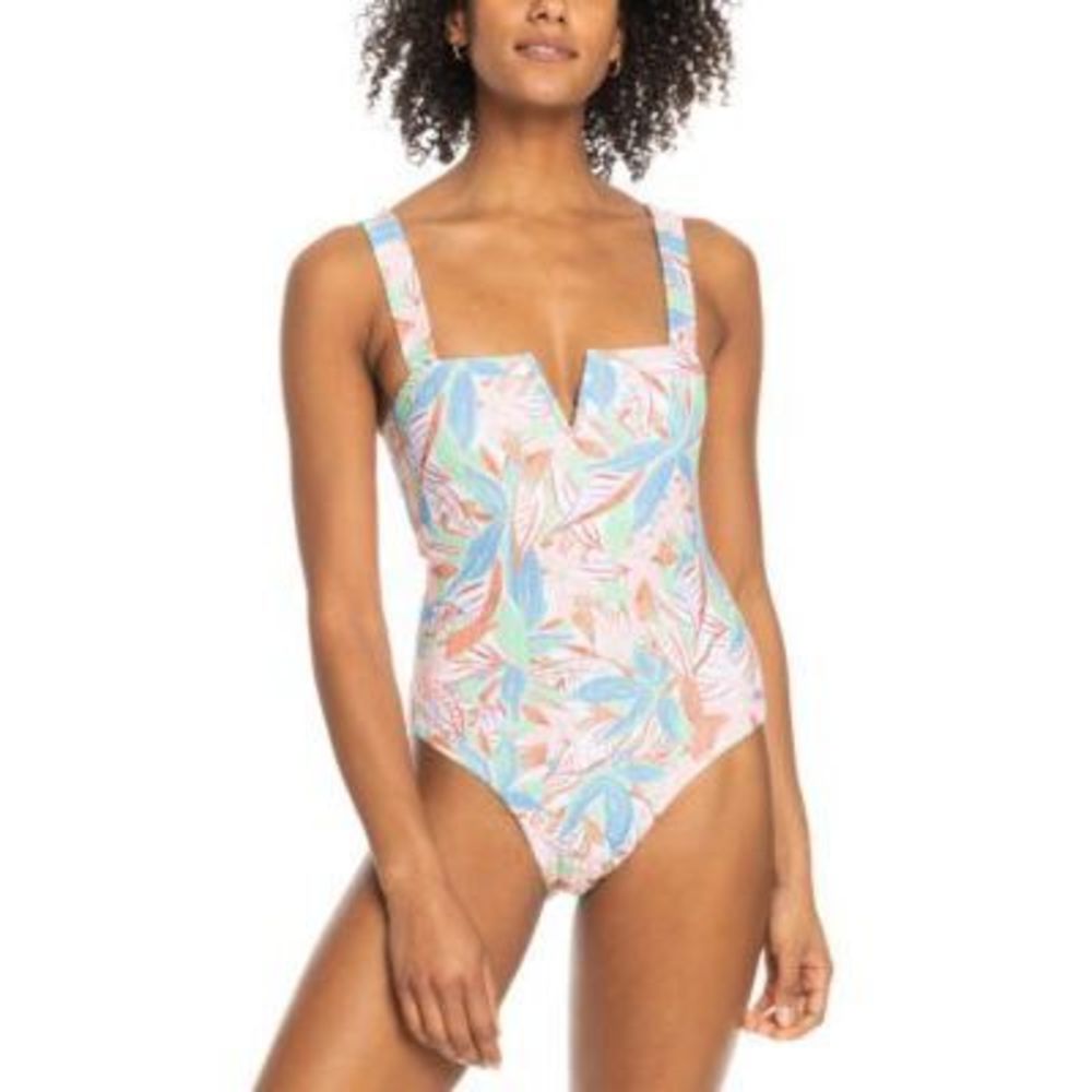 Roxy Floral One-Piece Swimsuit in Pastel Pink, Blue and Green